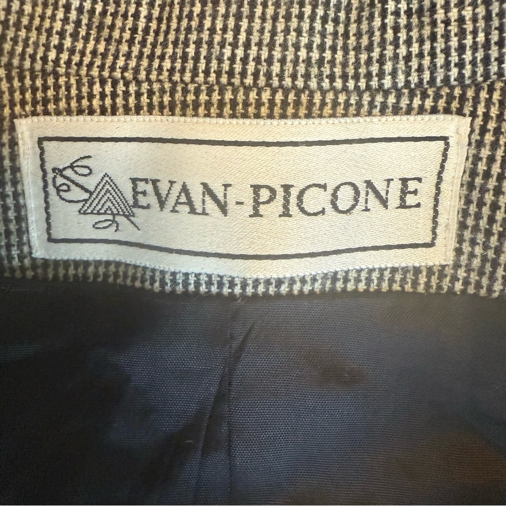 Evan Picone Black & White Tweed Blazer Wool Lined Size 14 Classic Career Jacket - Picture 8 of 14